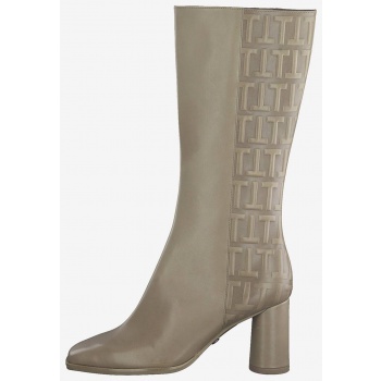 beige leather high heel boots tamaris 