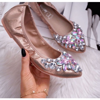 leather ballerinas with stones pink