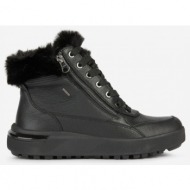  black women`s ankle leather boots with artificial fur geox dalyla - women