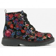 black girly flowered ankle boots richter - girls
