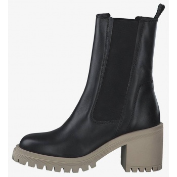 black leather low heel boots tamaris  σε προσφορά