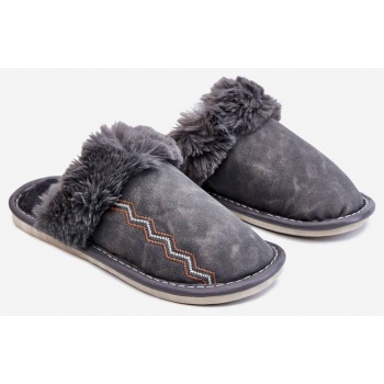 men`s warm slippers with fur grey aron σε προσφορά