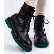  women`s lace up boots with green sole black trinah