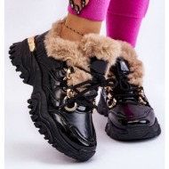  women`s insulated sports boots lace-up black kerberos