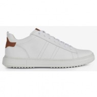  white mens leather sneakers geox levico - men