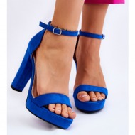  suede sandals on heel blue spectacular