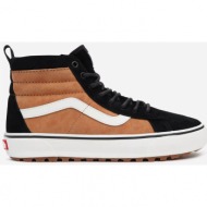  brown-black mens ankle leather sneakers vans ua sk8-hi mte-1 - men