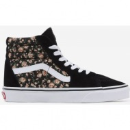  vans black womens floral ankle sneakers with suede details v - women