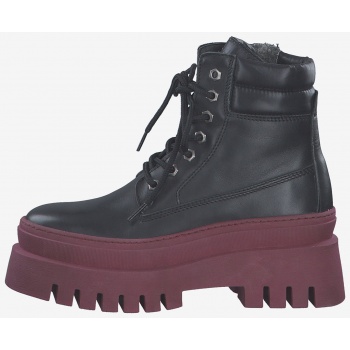 burgundy-black leather ankle boots with σε προσφορά