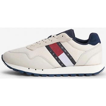 beige mens leather sneakers tommy jeans σε προσφορά