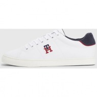  white men`s leather sneakers tommy hilfiger - mens