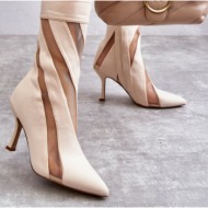  fashionable women`s high heel boots beige deyna
