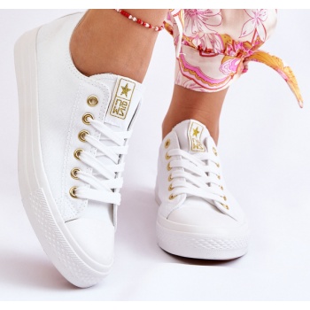 women`s classic sneakers white and gold σε προσφορά