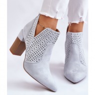  fashionable suede openwork high heel shoes grey genevi