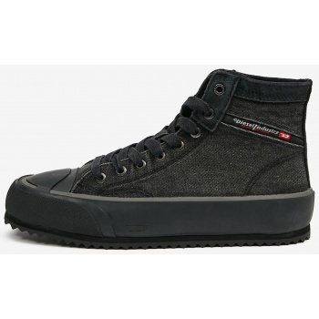 black mens ankle sneakers with suede σε προσφορά