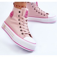  big star women`s high textile platform sneakers ll274186 pink