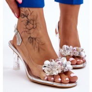  elegant transparent sandals with decoration in lilah silver