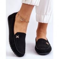  women`s suede moccasins with decorating black leah