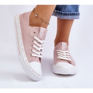  big star women`s leather low sneakers ll274015 pink