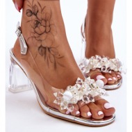  fashionable transparent sandals with silver carmelo ornaments
