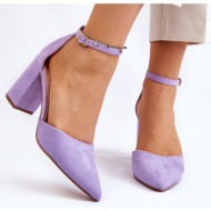 suede heel pumps purple lexie