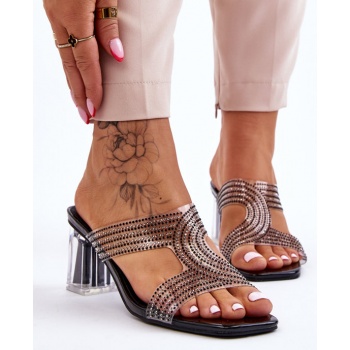 heeled sandals with rhinestones black σε προσφορά