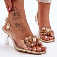  elegant transparent sandals with lilah gold decoration