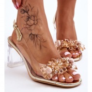  fashionable transparent sandals with carmelo gold ornaments