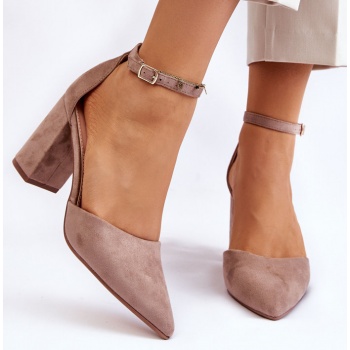 suede heel pumps dark beige lexie σε προσφορά