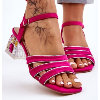 suede sandals with fuchsia crystals σε προσφορά