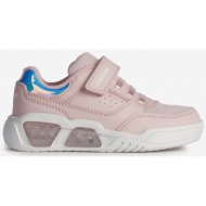  light pink girly sneakers with glowing sole geox - girls