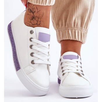 women`s low sneakers white-purple demira σε προσφορά