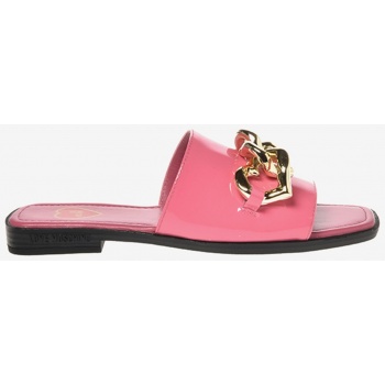 pink women`s leather slippers love σε προσφορά