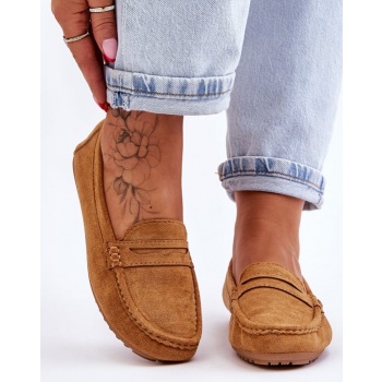 women`s classic suede moccasins camel