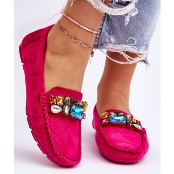 women`s suede loafers with fuchsia σε προσφορά