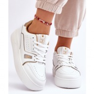  women`s comfortable leather sneakers white bowen