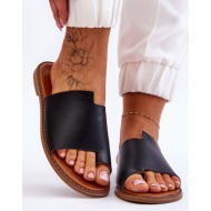  women`s leather flip-flops black amite