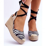  knotted high wedge sandals black and white lendy