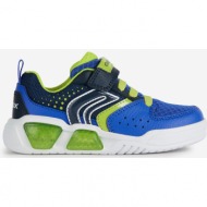  green and blue boys sneakers with glowing sole geox - boys