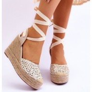 knotted women`s sandals on a wedge white josephine