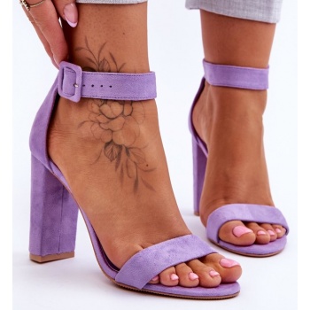 suede high heel sandals purple σε προσφορά