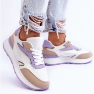  women`s sports shoes on platform white-purple henley