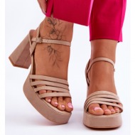  women`s suede sandals on verda beige platform