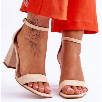 women`s stable-heeled sandals beige σε προσφορά