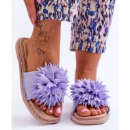  women`s suede slippers with giorgia purple decoration