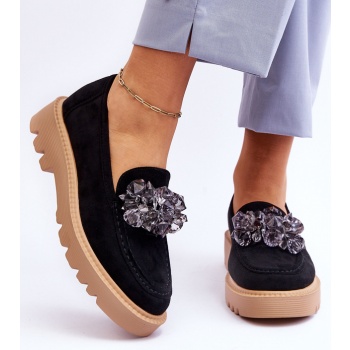 fashionable suede loafers with crystals σε προσφορά
