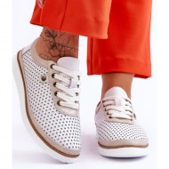  fashionable leather openwork sports shoes white and gold cantare