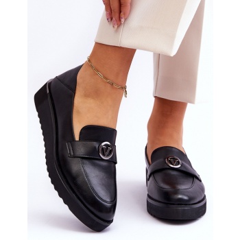 women`s leather loafers gusset black σε προσφορά
