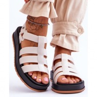 zaxy women`s vegan velcro sandals jj285015 light beige