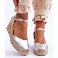  leather espadrilles wedge sandals silver cammer